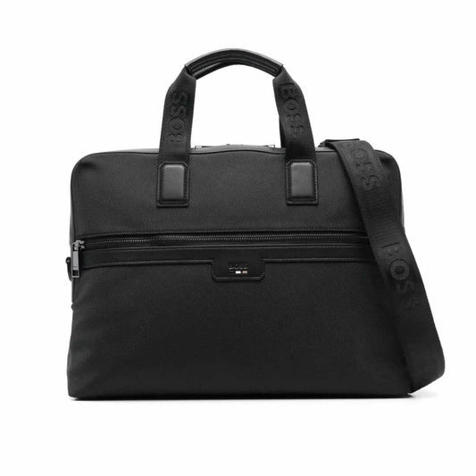 Logo Striped Black Messenger Bag