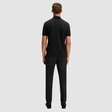 Striped Placket Black Polo-Shirt