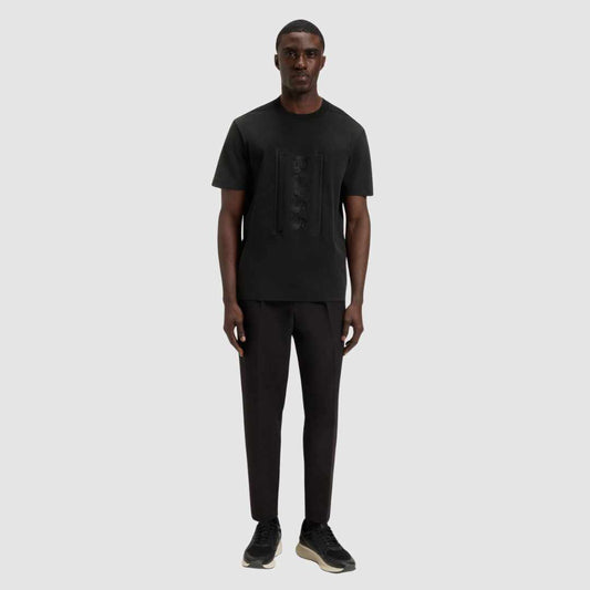Artwork Mesh Print Black T-Shirt
