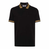 FW24 Baroque Collar Print Black Polo-Shirt