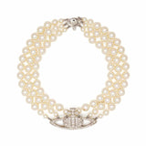 Three Row Pearl Bas Relief Choker