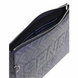 FF Monogram Grey Leather Clutch Bag