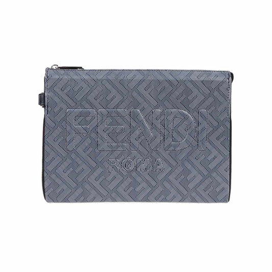 FF Monogram Grey Leather Clutch Bag