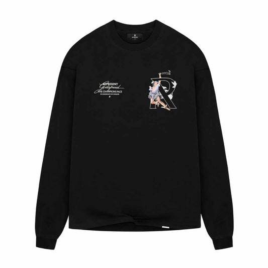 Hermes Logo Print Black Long-Sleeve T-Shirt