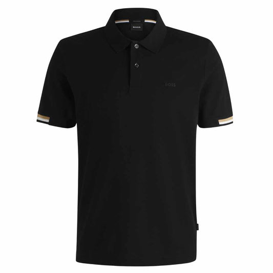 Signature Stripes Sleeve Black Polo-Shirt