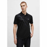 Dynamic Print Black Polo-Shirt