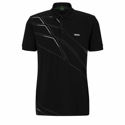 Dynamic Print Black Polo-Shirt