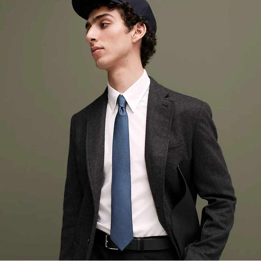 H Oblique Twill Marine Tie