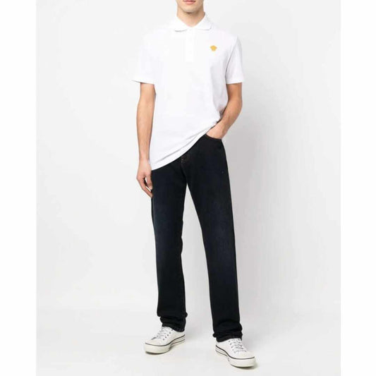 Medusa Embroidered White Polo-Shirt