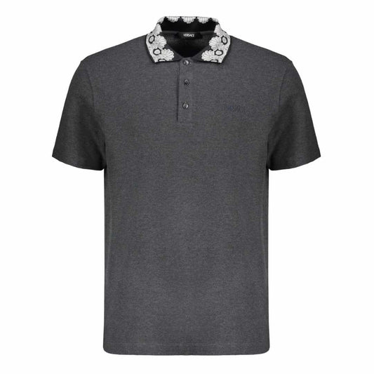Heritage Print Collar Grey Polo-Shirt