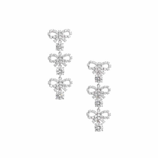Micro Bow Crystal Tiered Earrings