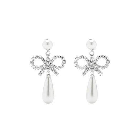 Pearl Bow Droplet Earrings