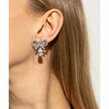 Micro Bow Pink Crystalised Earrings