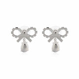 Micro Bow Pink Crystalised Earrings