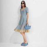 Roll Mini Fabric Blue Hand Bag