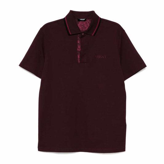 Barocco Print Burgundy Polo-Shirt