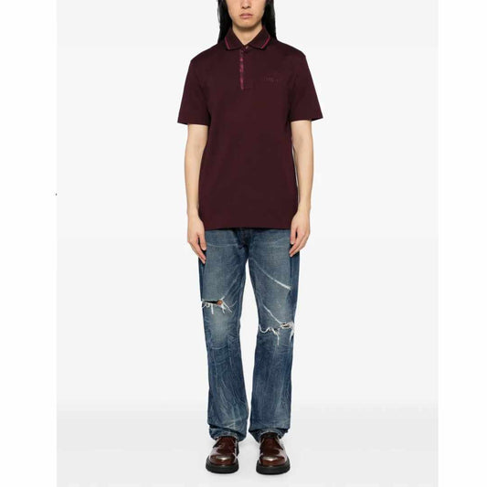 Barocco Print Burgundy Polo-Shirt