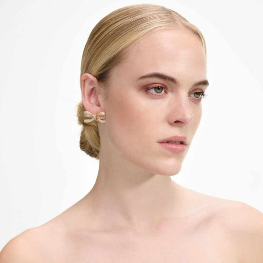 Mottled Gold Bow Earrings