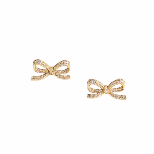 Mottled Gold Bow Earrings