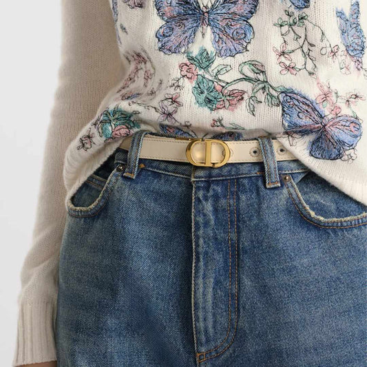 Oblique Chambray-Effect Jacquard Reversible Belt