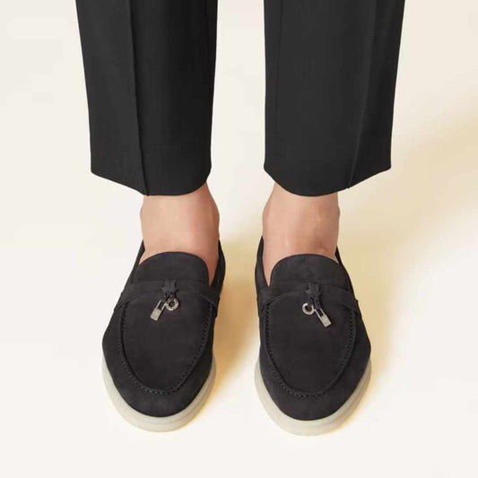 Summer Charms Walk Suede Black Loafers