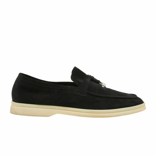 Summer Charms Walk Suede Black Loafers