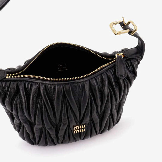 Matelasse Quilted Black Nappa Bag