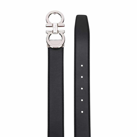 Polished Gancini Black Reversible Belt