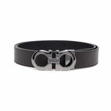 Hammered Gancini Black Reversible Belt