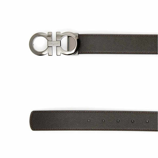 Hammered Gancini Black Reversible Belt