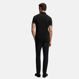 Zone Sleeve Striped Black Polo-Shirt