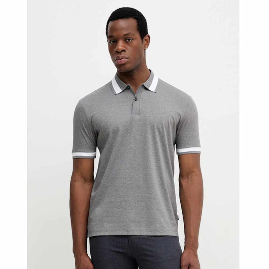 Structured Trim Grey Polo-Shirt