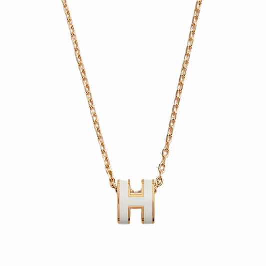 Mini Pop H White Pendant Necklace