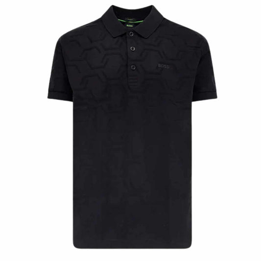 HexaQuilt Black Polo-Shirt