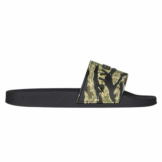 Camo Print Black Slides