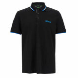 Blue White Striped Collar Black Polo-Shirt