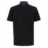 Blue White Striped Collar Black Polo-Shirt