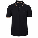 Collar Gold Striped Piquet Black Polo-Shirt