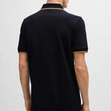 Collar Gold Striped Piquet Black Polo-Shirt