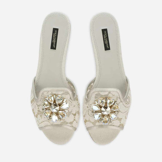Rainbow Brooch Detailing White Slides