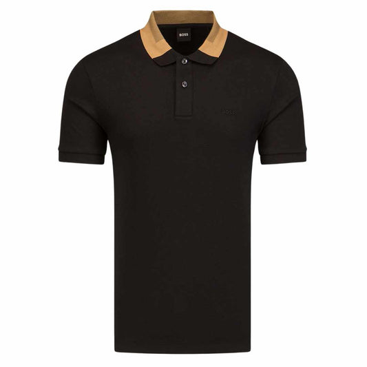 Colour Blocked Collar Black Polo-Shirt