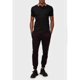 Colour Blocked Collar Black Polo-Shirt