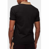 Colour Blocked Collar Black Polo-Shirt