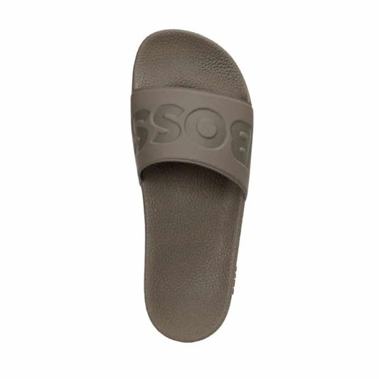 Logo Debossed Military Green Slides