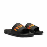 Flamed Logo Print Black Slides