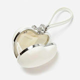 Satin Heart-Shape White Clutch Bag