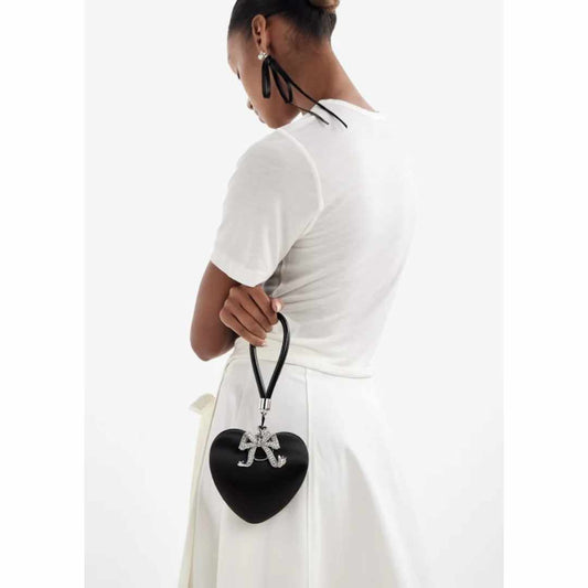 Satin Heart-Shape Black Clutch Bag