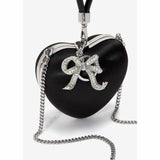 Satin Heart-Shape Black Clutch Bag