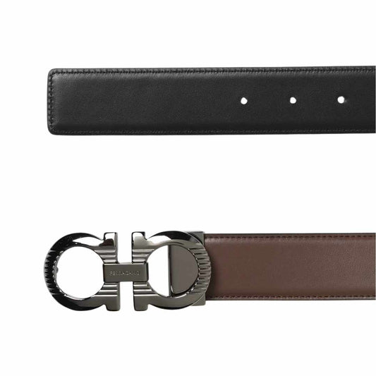 Gancini Brown Reversible Leather Belt