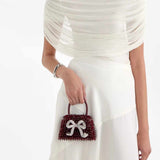Embellished Bow Burgundy Micro Bag